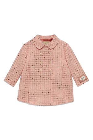 Cappotto doppiopetto in lana rosa GUCCI KIDS | 741311XWAX55152